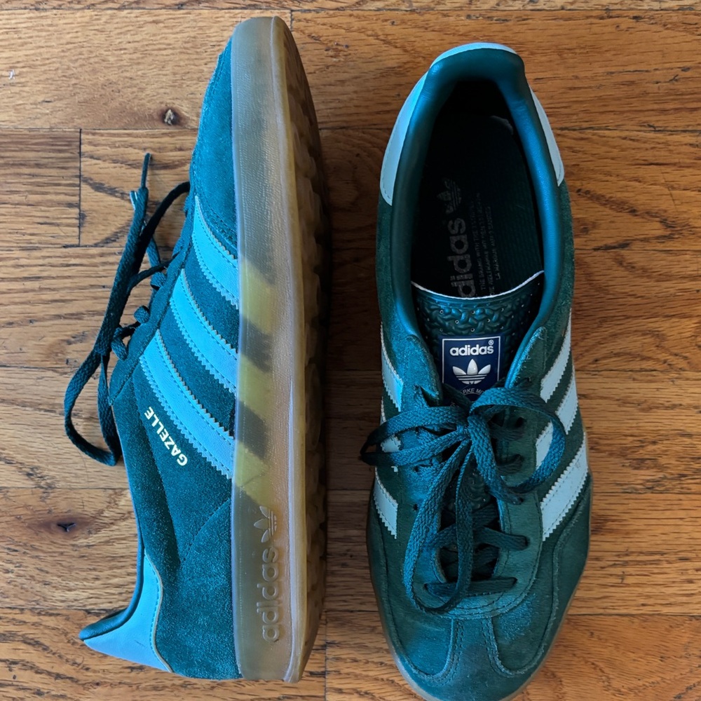 Barely Worn Adidas Gazelle Collegiate Green and White Women’s Sneakers